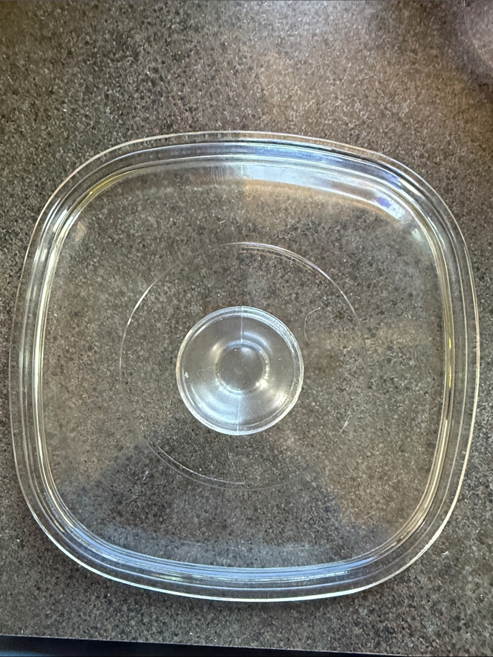Vintage Pyrex square Clear Glass Lid - A9C Square with Center Knob